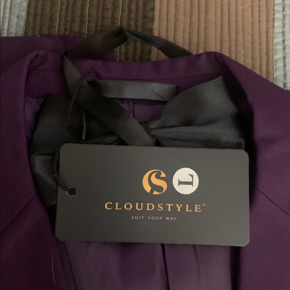 Cloudstyle Mens Large Purple 3 piece Suit NIP - Picture 3 of 4